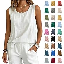 Women Cotton Linen Tank Tops Loose Fit Casual Sleeveless Summer Linen Shirts Lightweight Gauze Crewneck Camisole 2026