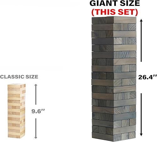 Vista 16 de SPORT BEATS Juego de torre mediana Juegos al aire libre Juego de apilamiento de 54 bloques Incluye bolsa de transporte Natural