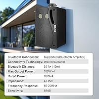 Vista 2 de Herdio Altavoces para exteriores de 3.5 pulgadas con cable, impermeable, sistema de altavoces de montaje en pared con 400 vatios de graves potentes