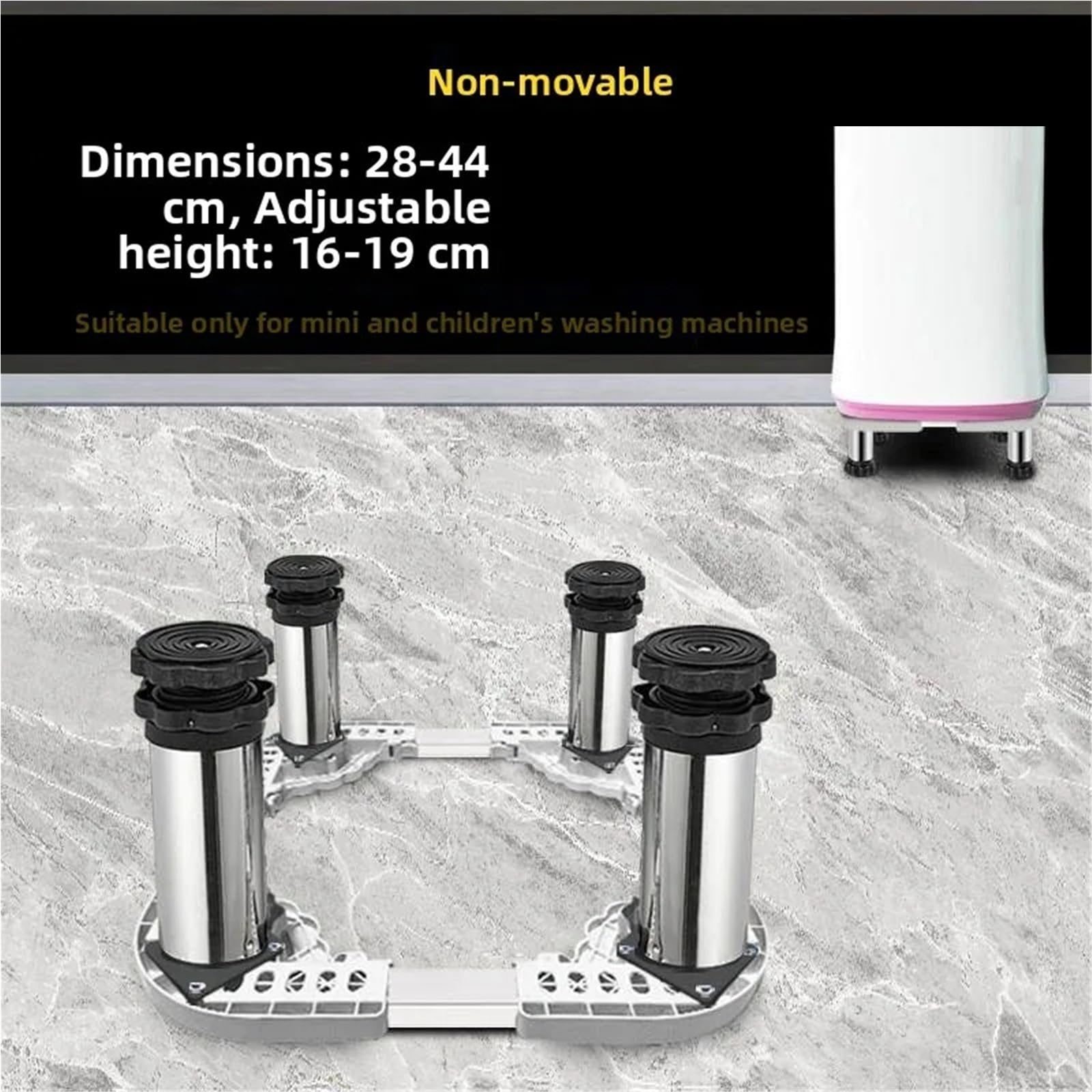 Base De Soporte for Lavadora, Antideslizante, for Baño, Mayor Absorción De Golpes, Compatible Con Rueda Universal Móvil Montada En El Suelo(Black 17-19cm)