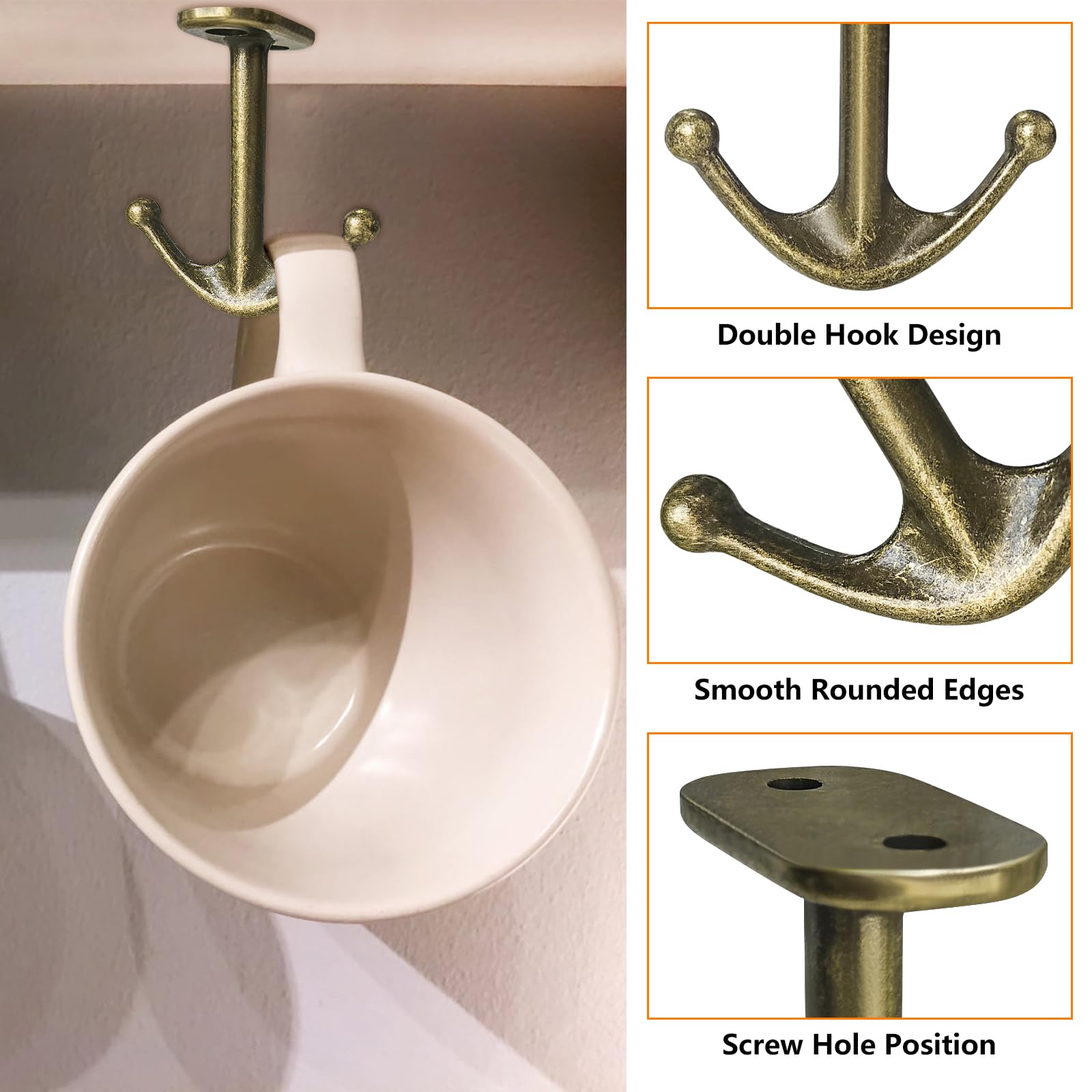 BAMI-LEE House Zinc Alloy Double Prong Ceiling Hooks - Image 3