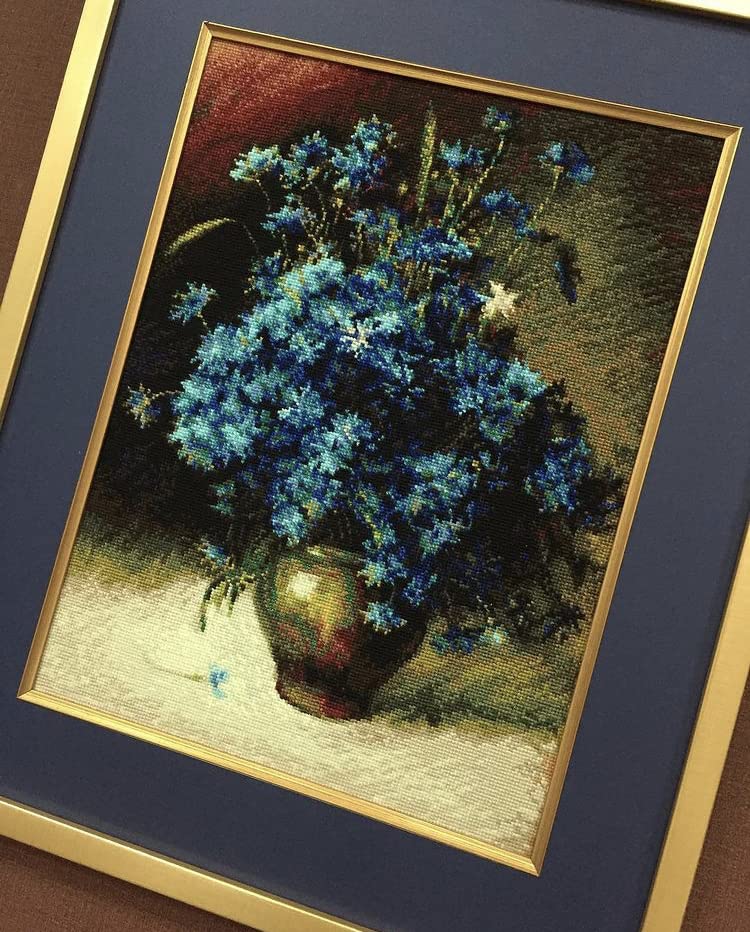 Image of RIOLIS 1772 Cornflowers According to I. Levitan Counted Cross Stitch Kit, Cotton, Multi-Colour, 3040cm