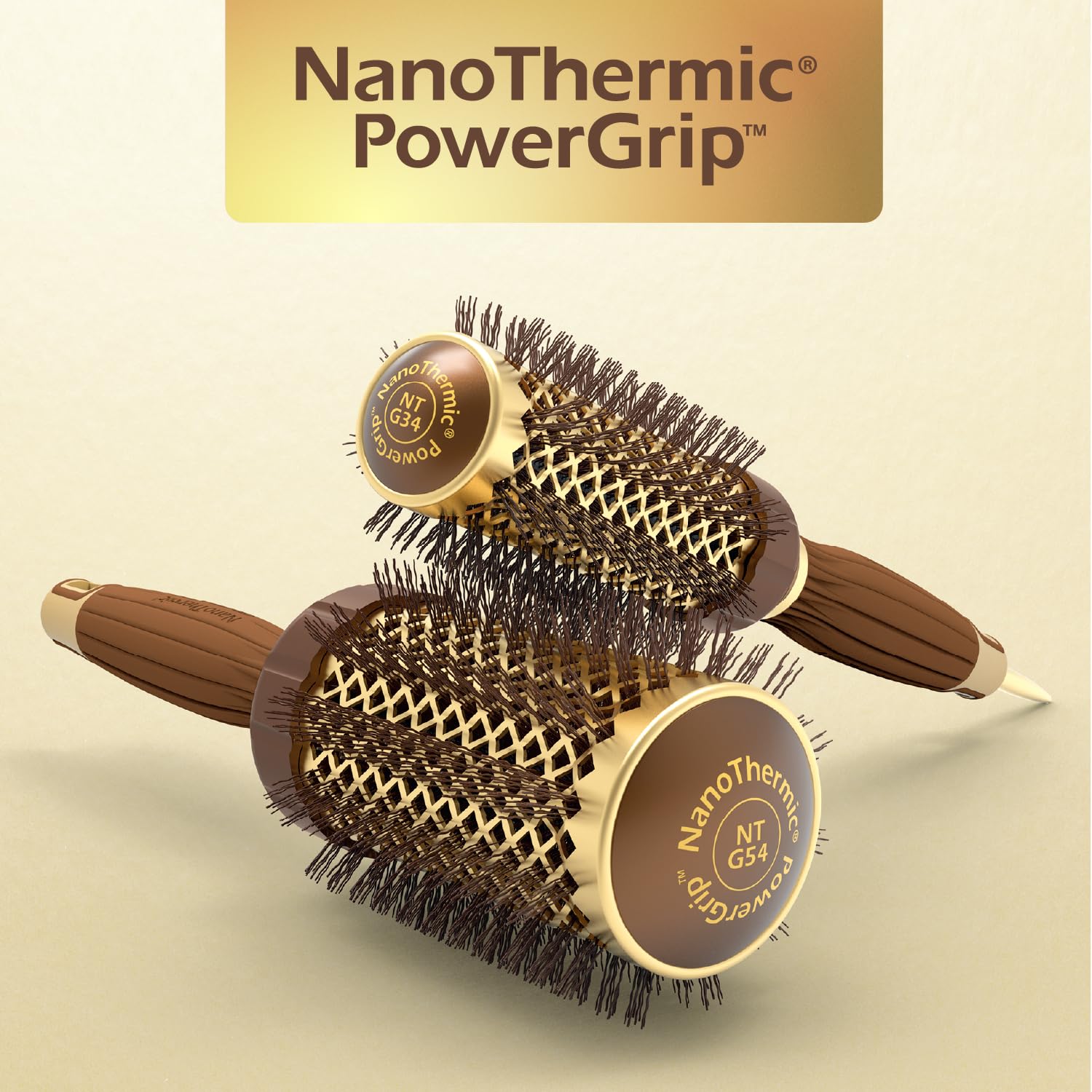 Olivia Garden Escova térmica NanoThermic PowerGrip com cilindro