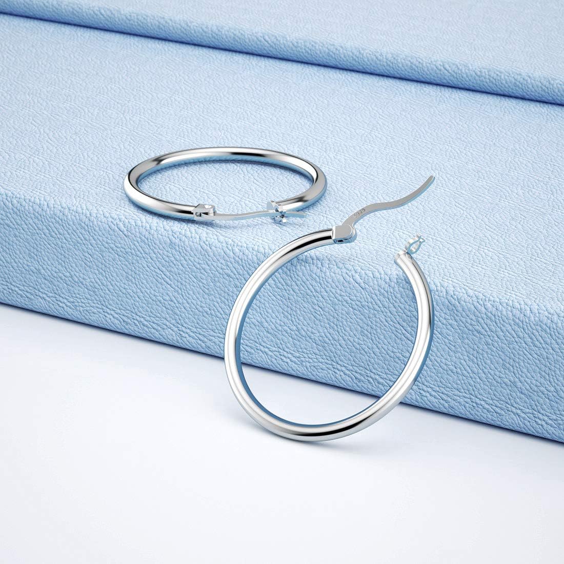 JIAYIQI Sterling Silver Hoop Earrings 18K White Gold Plated Silver Circle Endless Earrings Hoops Jewelry Lightweight Hoop Earring for Women Diameter 10,14,16,18,20,25,30,35,40,50,60mm - Image 7