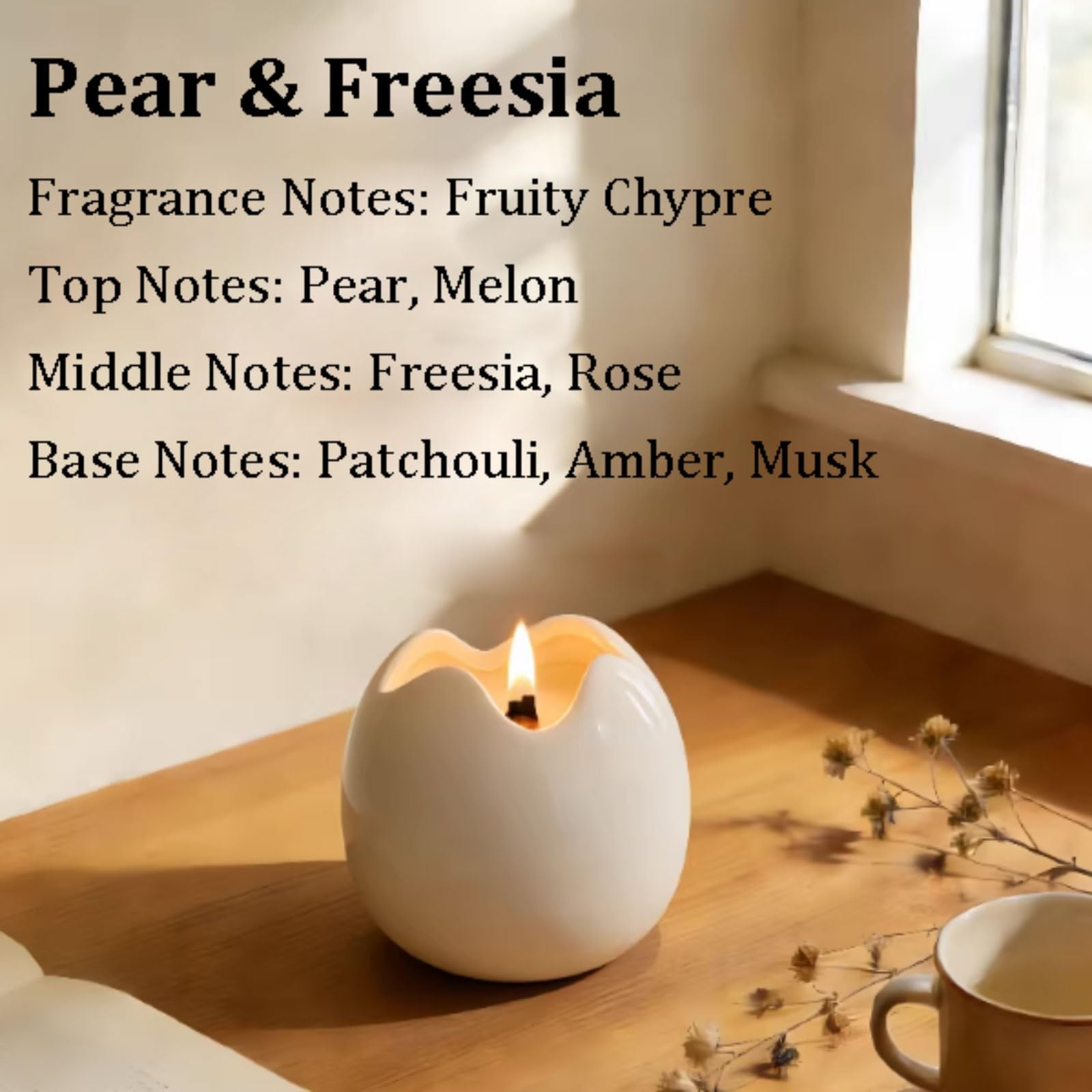 Exquisito Velas de cerámica, vela perfumada reutilizable moderna hecha con cera de soja y aceites esenciales de larga duración for dormitorio y oficina meloso(Pear Freesia)