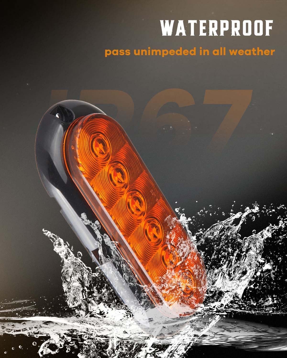cciyu 6x Amber 6" Oval Trailer Tail Lights 6 Inch Oval Stop Turn Tail Brake Light DOT Certified Marker Lights Waterproof Stop Brake Turn Trailer Lights for RV Truck Boat Trailer Waterproof