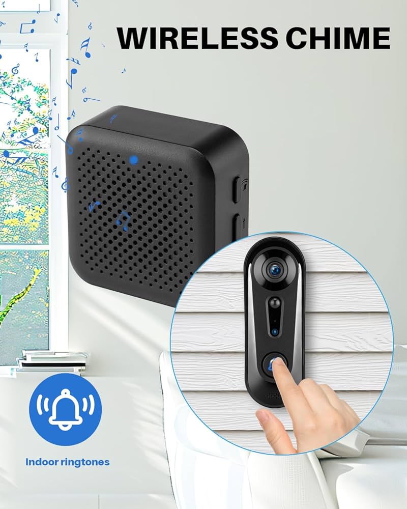 Timbre Con Camara Para Puerta Inalambrico Video Doorbell Camera Wireless With Chime, 1080P HD Smart Doorbell With Voice Changer, PIR Motion Detection, Night Vision, 2-Way Audio, Battery Powered, IP66, Works With Alexa