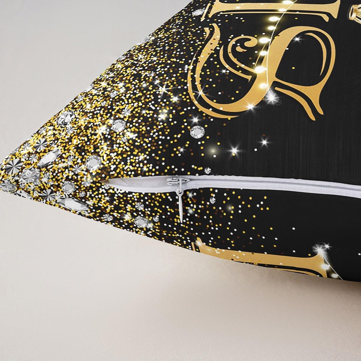 Erosebridal Paris Pillow Covers 22x22 Set of 2 for Girls Women,Black Golden Sparkle Eiffel Tower Throw Pillow Covers,Gradient Diamond Cushion Cases,Girly Sequins Accent Pillow Cases Home Room Decor