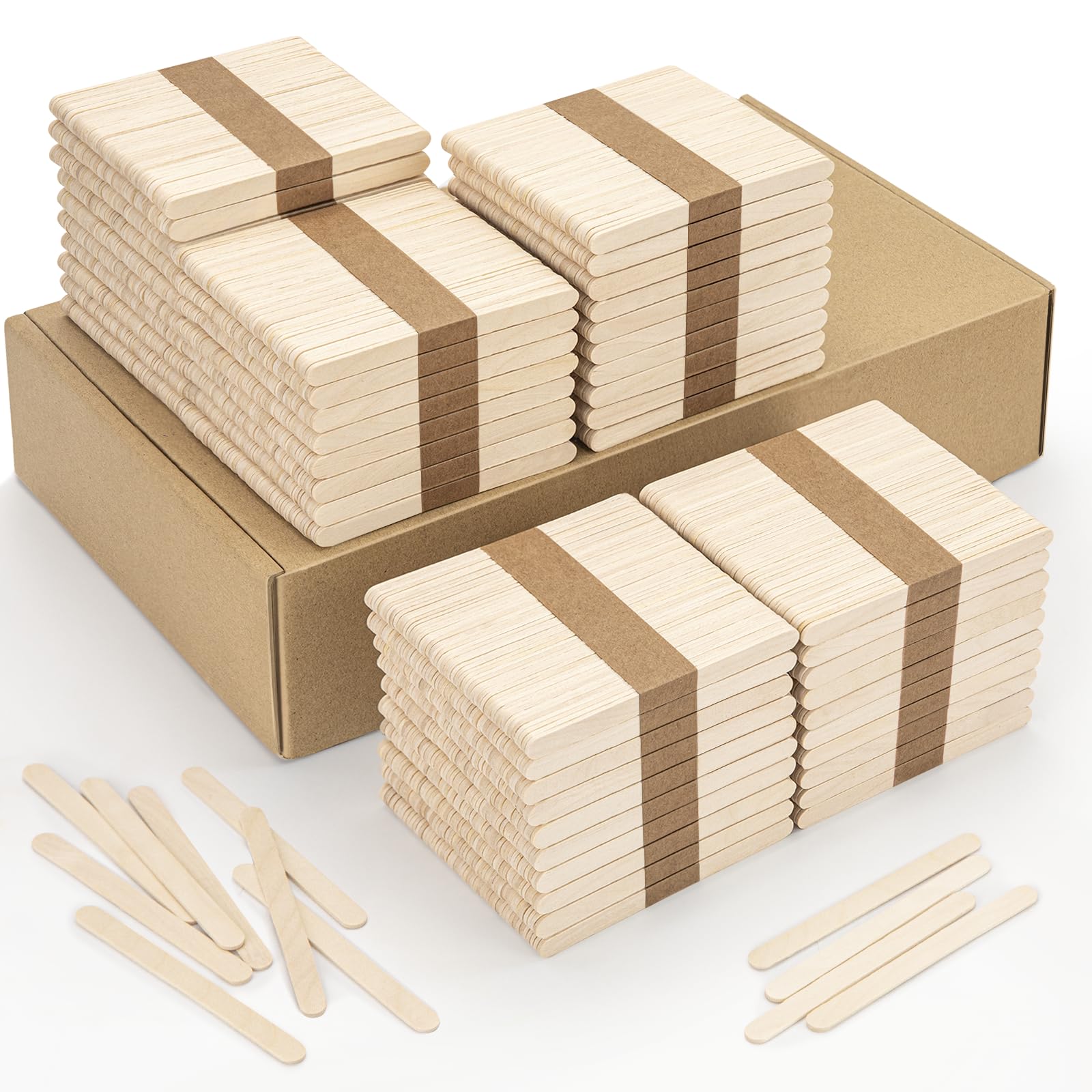 WISYOK 2400 palitos de helado de madera para manualidades, 4 5 pulgadas, palitos de madera para manualidades, palitos de piruleta, palitos de golosina, palitos de helado para diseños creativos o proyectos de arte para el hogar.