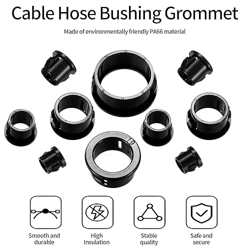 Miniatura 3 de 170 ojales a presión de cable, protector redondo de nailon negro para ojales, 5/16 pulgadas, 3/8 pulgadas, 1/2 pulgadas, 5/8 pulgadas, 3/4 pulgadas,