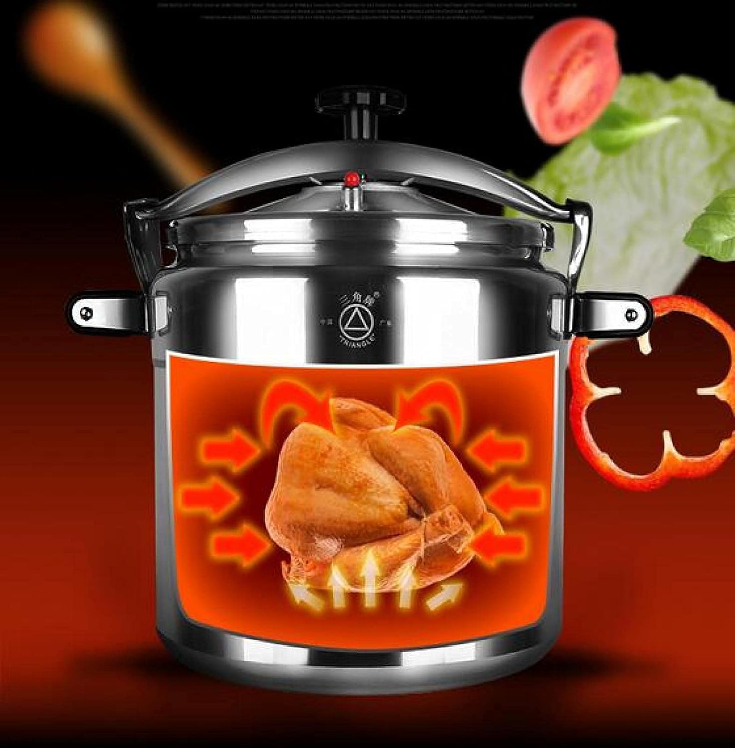 Explosion-Proof High High Pressure Cooking Pot，Commercial Large Capacity Pressure Cooker Stainless Steel Suitable for Gas Induction Cooker，Silver-15L