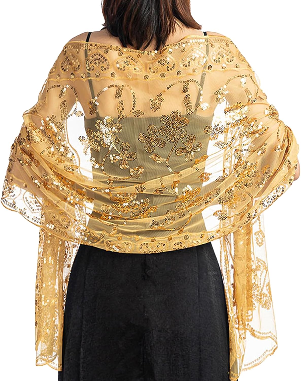 Sequin Shawl Wraps for Women, 1920S Sparkly Sheer Mesh Shawls and Wraps for Evening Dresses - Image 8