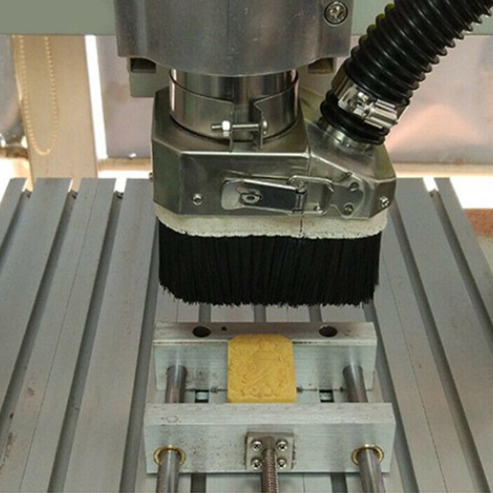 Cubierta de doble puerta para fresadora CNC de 80 mm, con cepillo de nailon, extracción de polvo para carpintería y grabado (80 mm)