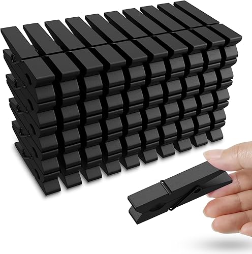 50 pinzas de madera coloridas negras de 7.37 cm, pinzas para ropa para sujetar fotos decorativas, pequeñas pinzas de madera coloridas para decoración