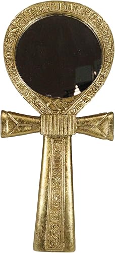 Miniatura 1 de Ebros Gift Escarabajo alado egipcio antiguo con jeroglíficos de cobra de Uraeus dual Ankh en forma de pequeño espejo de mano figurita coleccionable