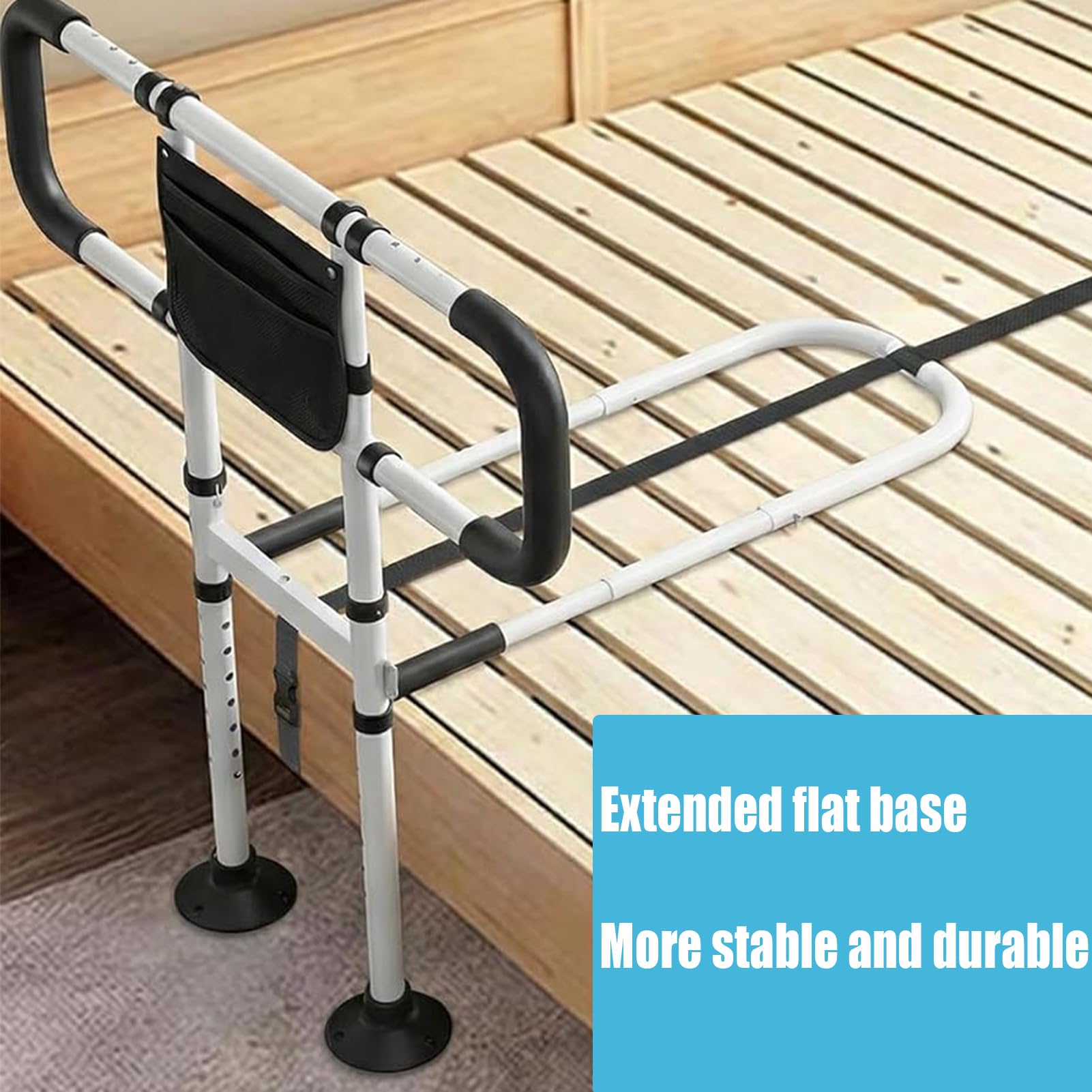 Barandilla Cama Adultos Plegable - Altura Y Ancho Ajustable Barrera Cama Adultos, Baranda Cama Articulada Adulto, Asidero Cama para Mayores,Negro