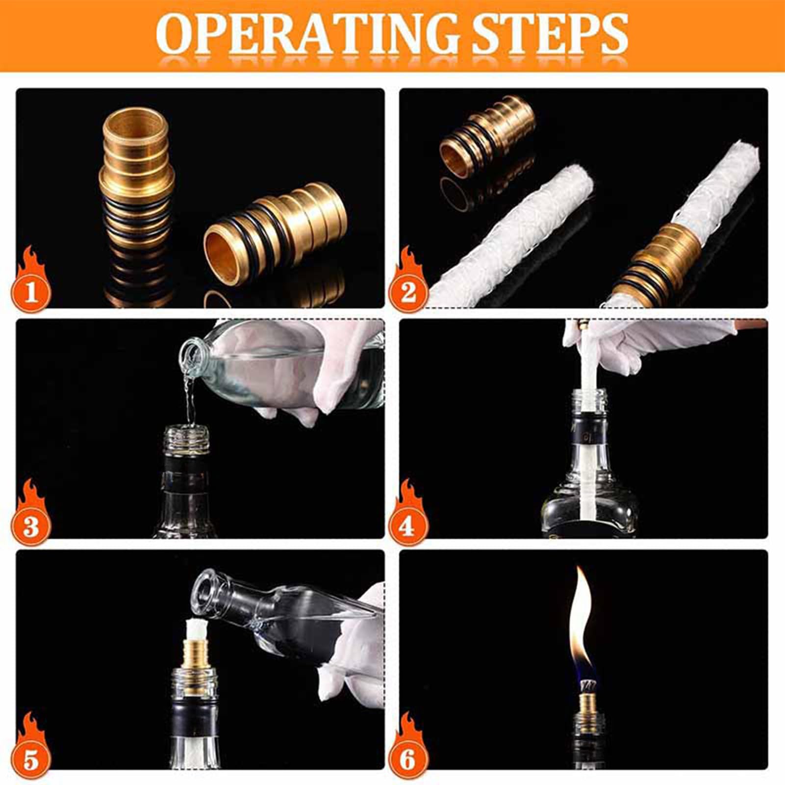 Oil Lamp Wicks, Tiki Torch Wick Set, 440 g Long-Lasting Flame Decor, Portable Great Outdoor Lighting, Authentic Easy Use Beginners for Whiskey Jar Family Gatherings