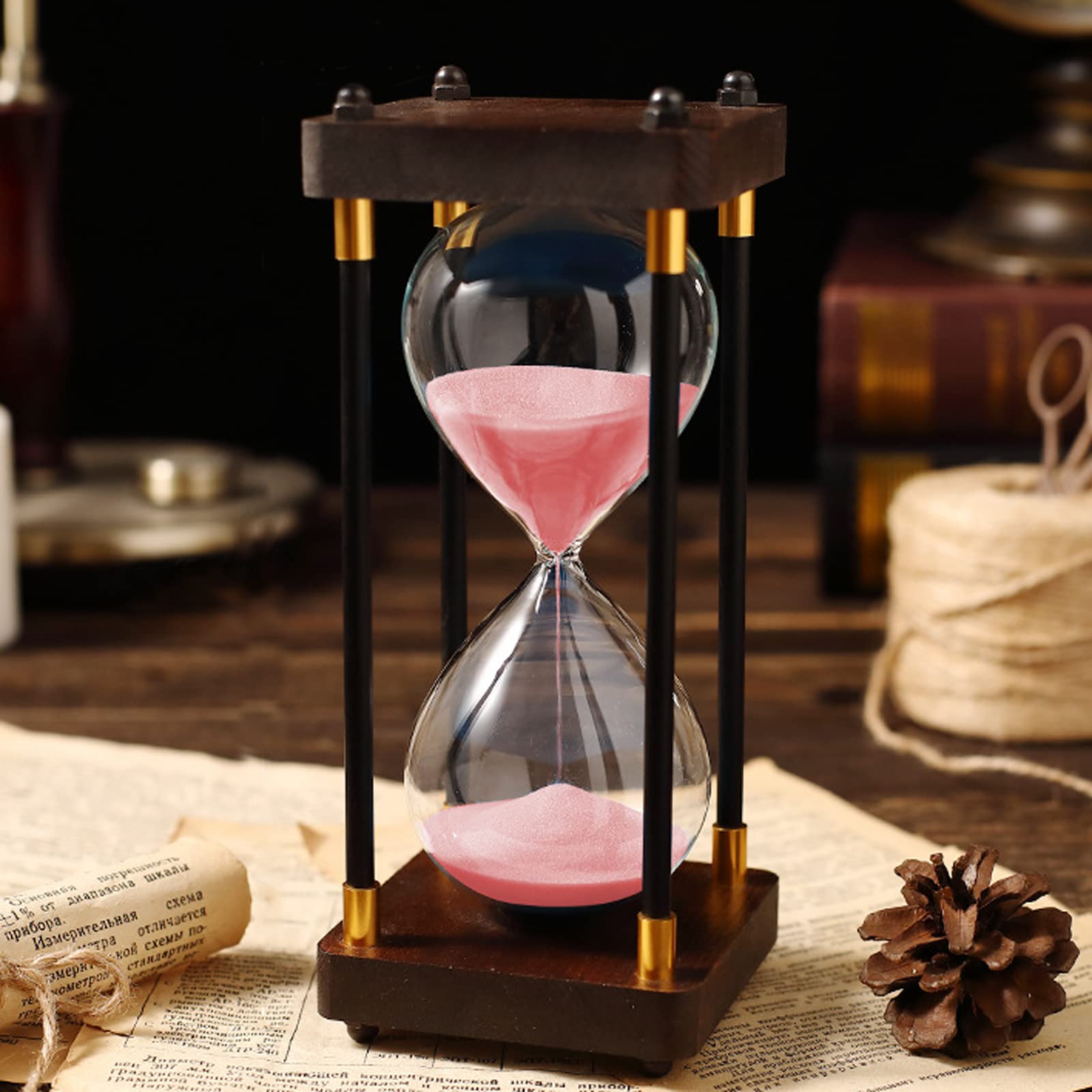 KFGISD, Timer 30/60 Minutes,sand Clock,Versatile Classical Hourglass,Office And Home Accessories ，Hourglass(Roze,60 minutes (24 * 9.5cm))