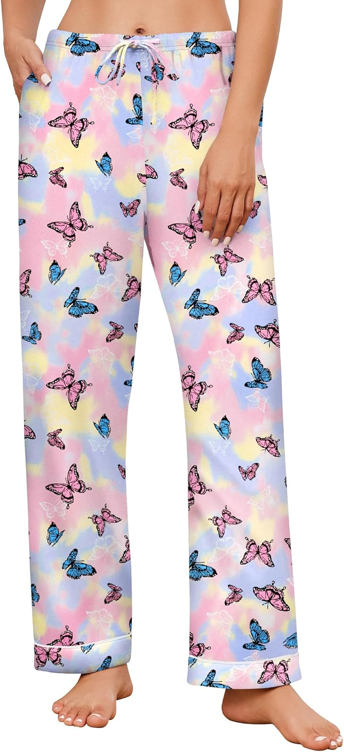 ELESOL Women's Winter Comfy Pajama Pants Long Drawstring Elastic Waistband Sleep Bottoms with Pockets