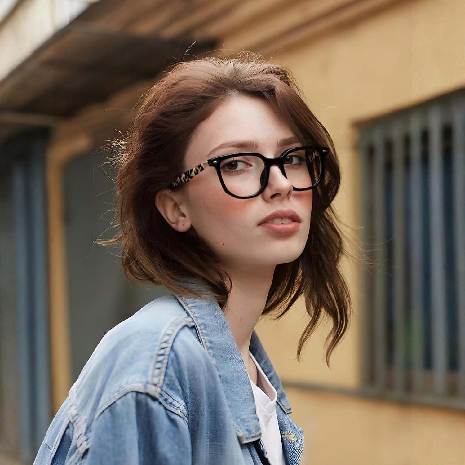 Wooden Square Blue Light Glasses Bloomveil