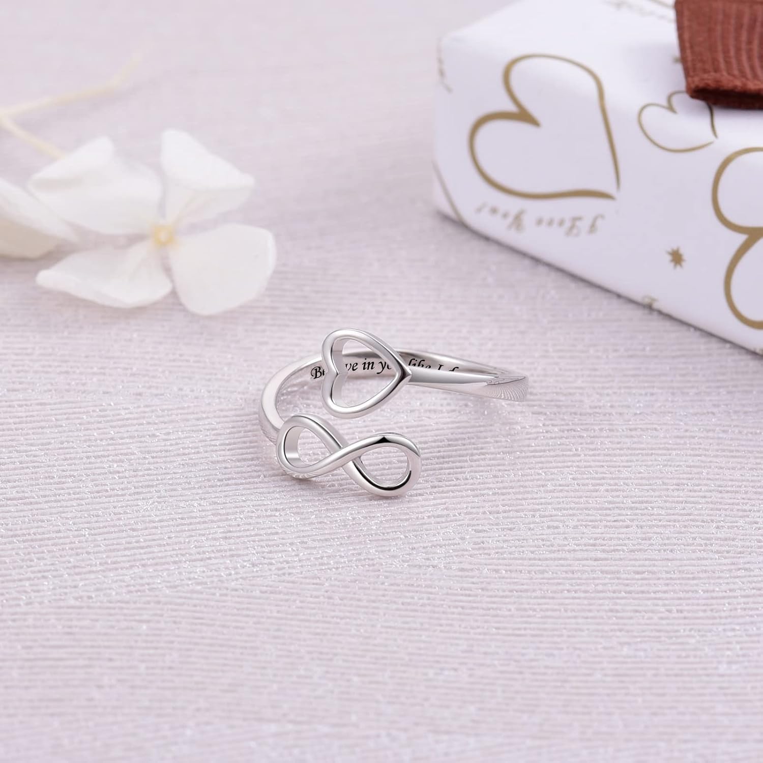 925 Sterling Silver Inspirational Jewelry Rings Adjustable Ring Personality Encouragement Gift for Teens Women