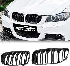 E90 Grille - Front Kidney Grille Double Slats Glossy Black Compatible with 2009-2011 BMW 3 series E90 323i 328i 328xi 335d 335i 335xi Sedan LCI,E91 328i 328xi Touring LCI