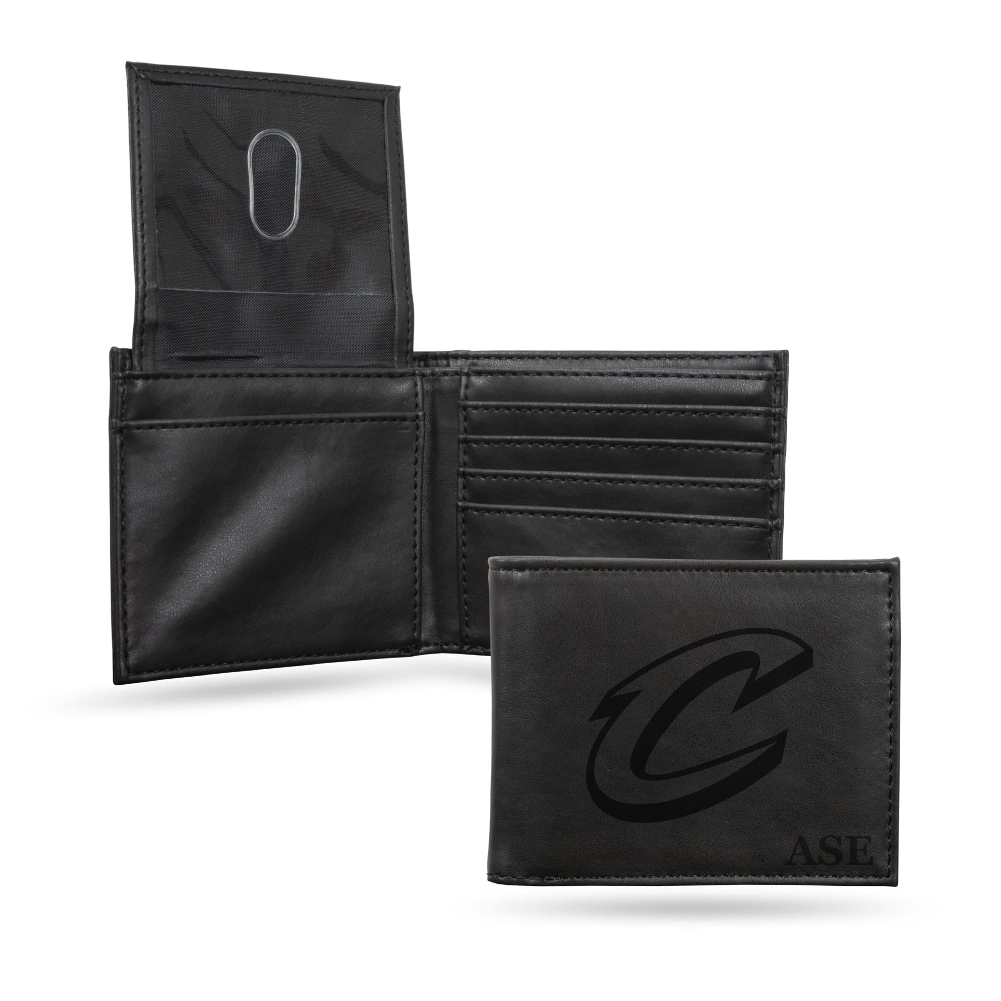 Rico Industries NBA Cleveland Cavaliers Black Personalized Billfold Wallet Personalized/Custom Laser Engraved Billfold Wallet - Slim/Light Weight - Great Gift
