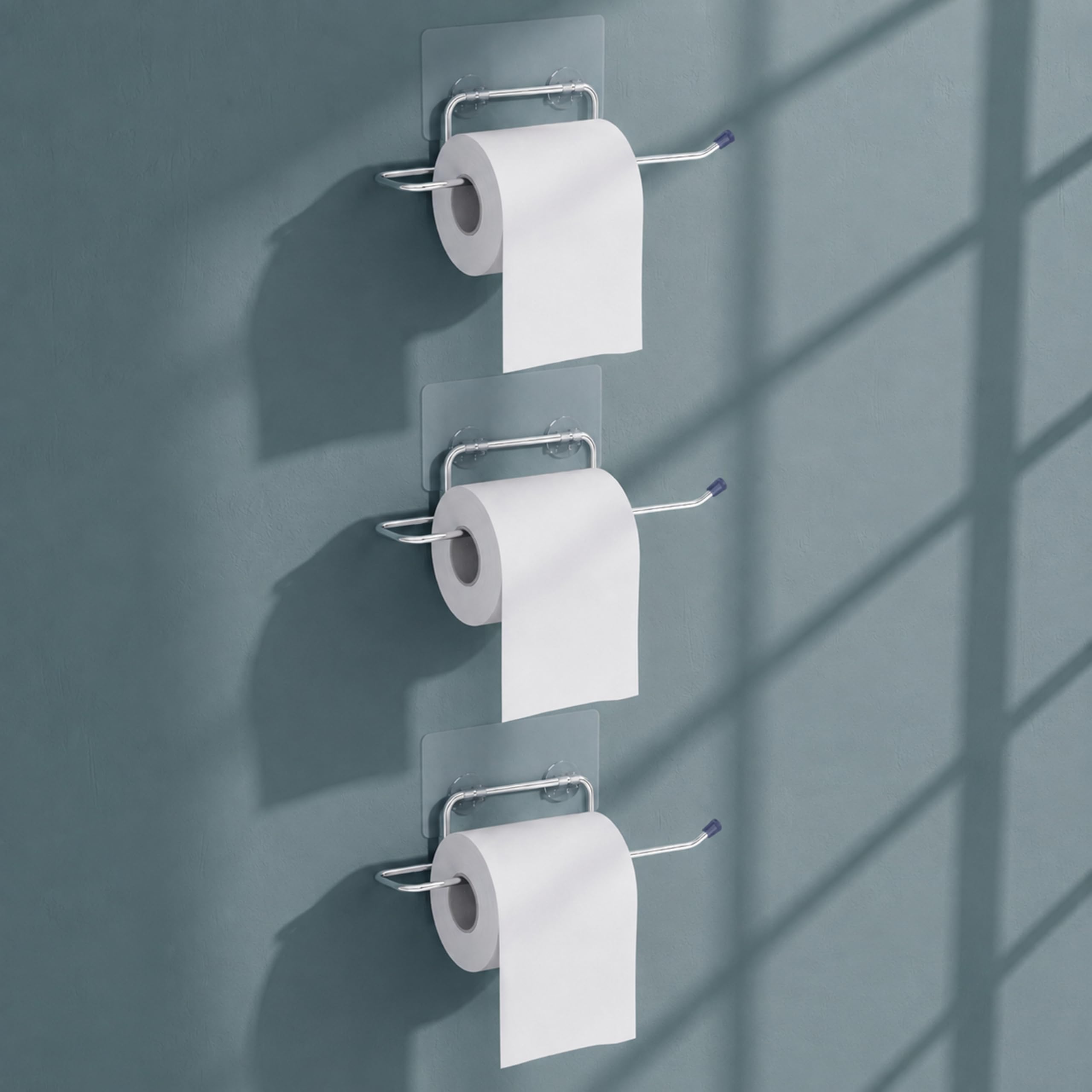 Plantex Tissue Roll Holder Self Adhesive Toilet Paper Roll Holder/Tissue Paper Roll Holder Self Adhesive/Toilet Roll Holder for Bathroom Accessories (Chrome - Pack of 3)