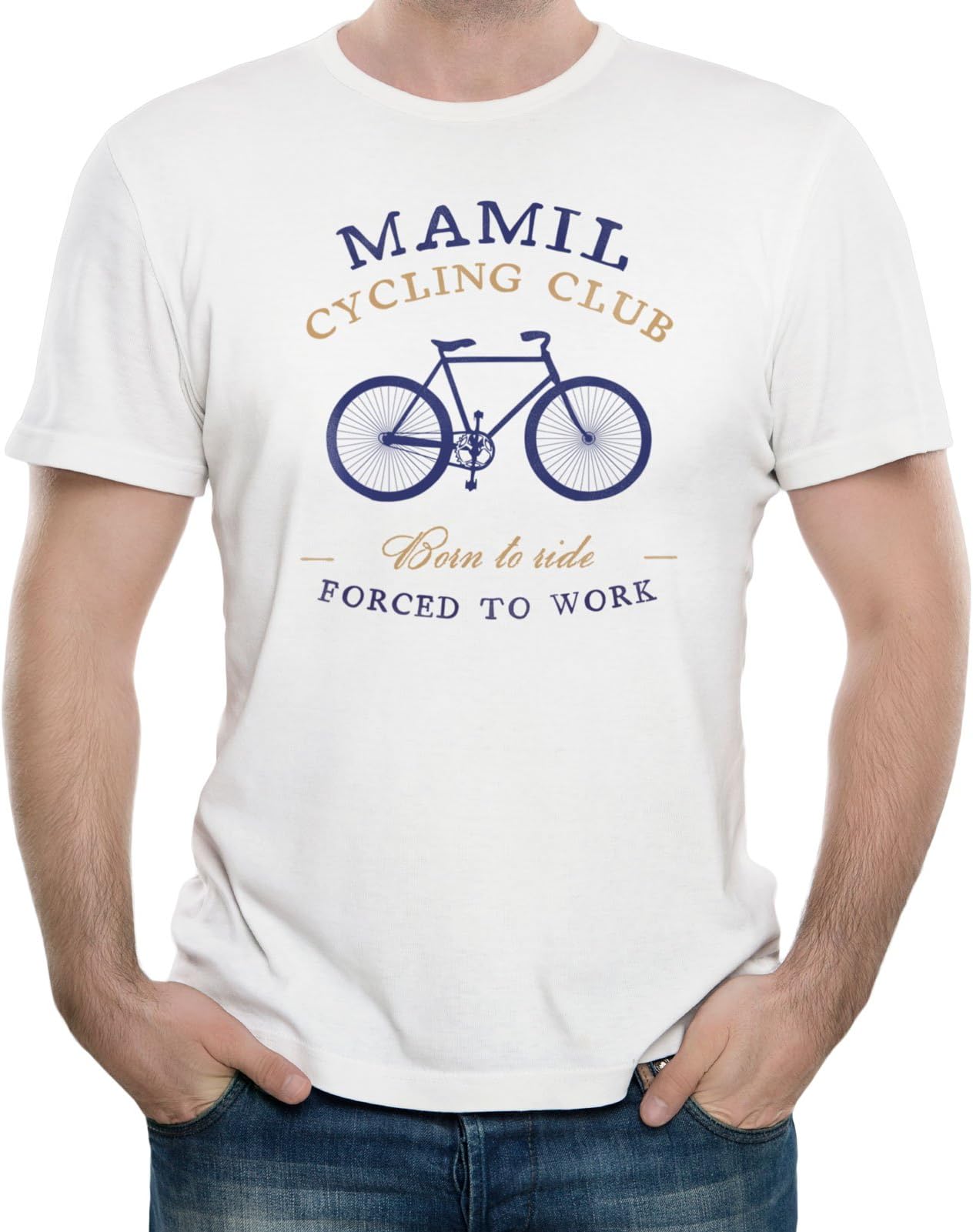 NEW - MAMIL Cycling Club - Men's White Cotton T-Shirt (Medium)
