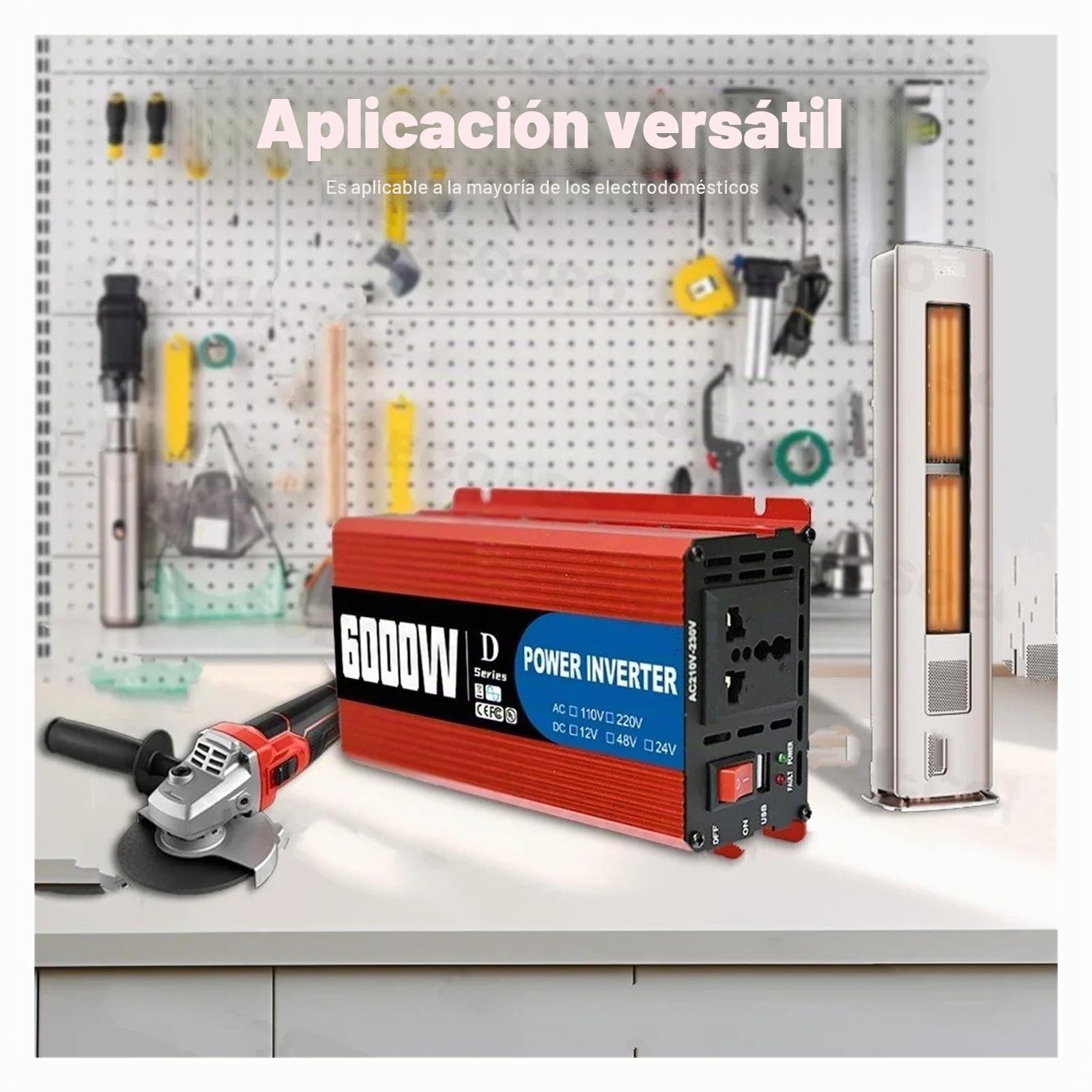 Inversor Potencia Inversor Inteligente Portátil 6000W 12V/24V/48V 110V/220V CA Puerto USB Abrazaderas Cocodrilo Camiones RV Todo Mundo Certificación CE Convertidor(48V,220V 50Hz)