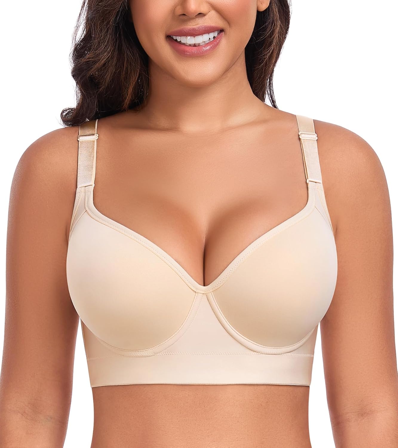 DotVol Women's Push Up Full Coverage Underwire Support Everyday T-Shirt Bra Hide Back Fat - Image 5