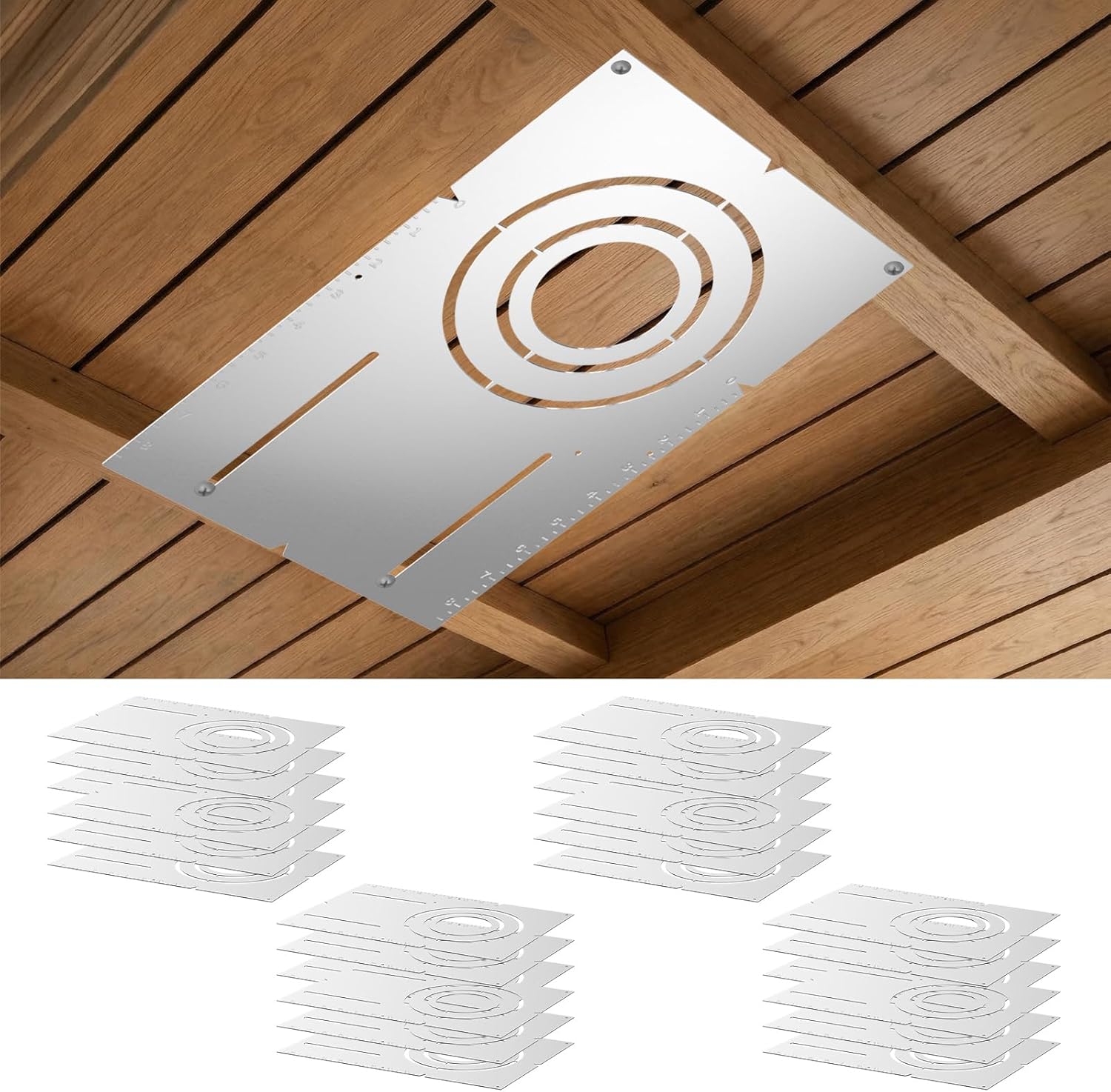 Amico 24 Pack 13 Inch New Construction Mounting Plate, Round Hole 3" 4" 6" Galvanized Flat Steel Rough-in Fixture Wafer Light Bracket, Shallow LED Recessed Lighting Housing