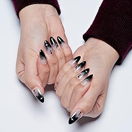 GLAMERMAID Press on Nails Medium Almond, Rainbow Pink Cat Eyes Spring Handmade Gel Glue on Nail, Glossy Short Stiletto Reusable UV Finish Fake Nails Acrylic False Nails Manicure Kits for Women