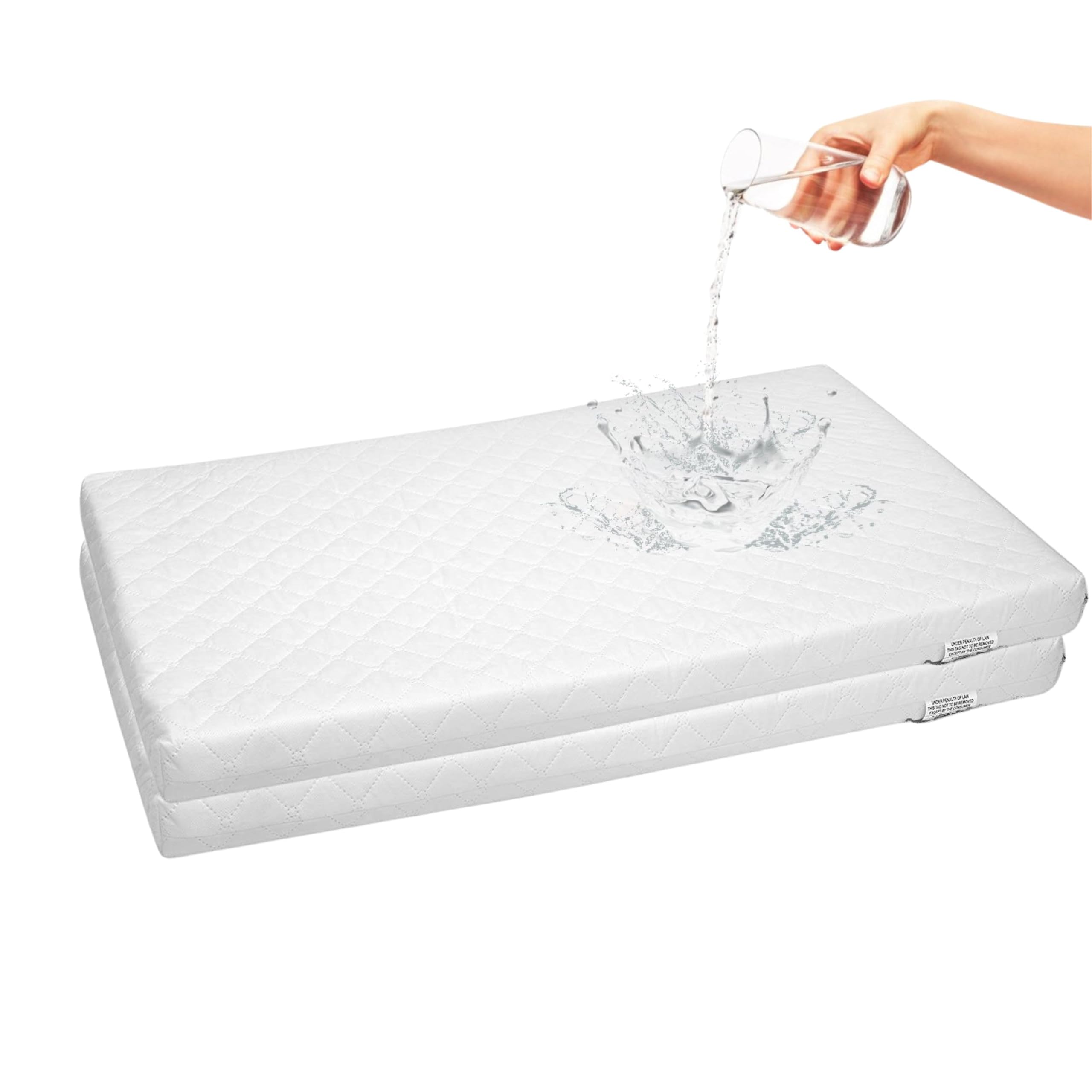 First Essentials Baby Bassinet Mattress Pad (Rectangle, 12X26 2-Pack) for Newborn Comfort Breathable Easy Clean Hypoallergenic Waterproof Made in USA