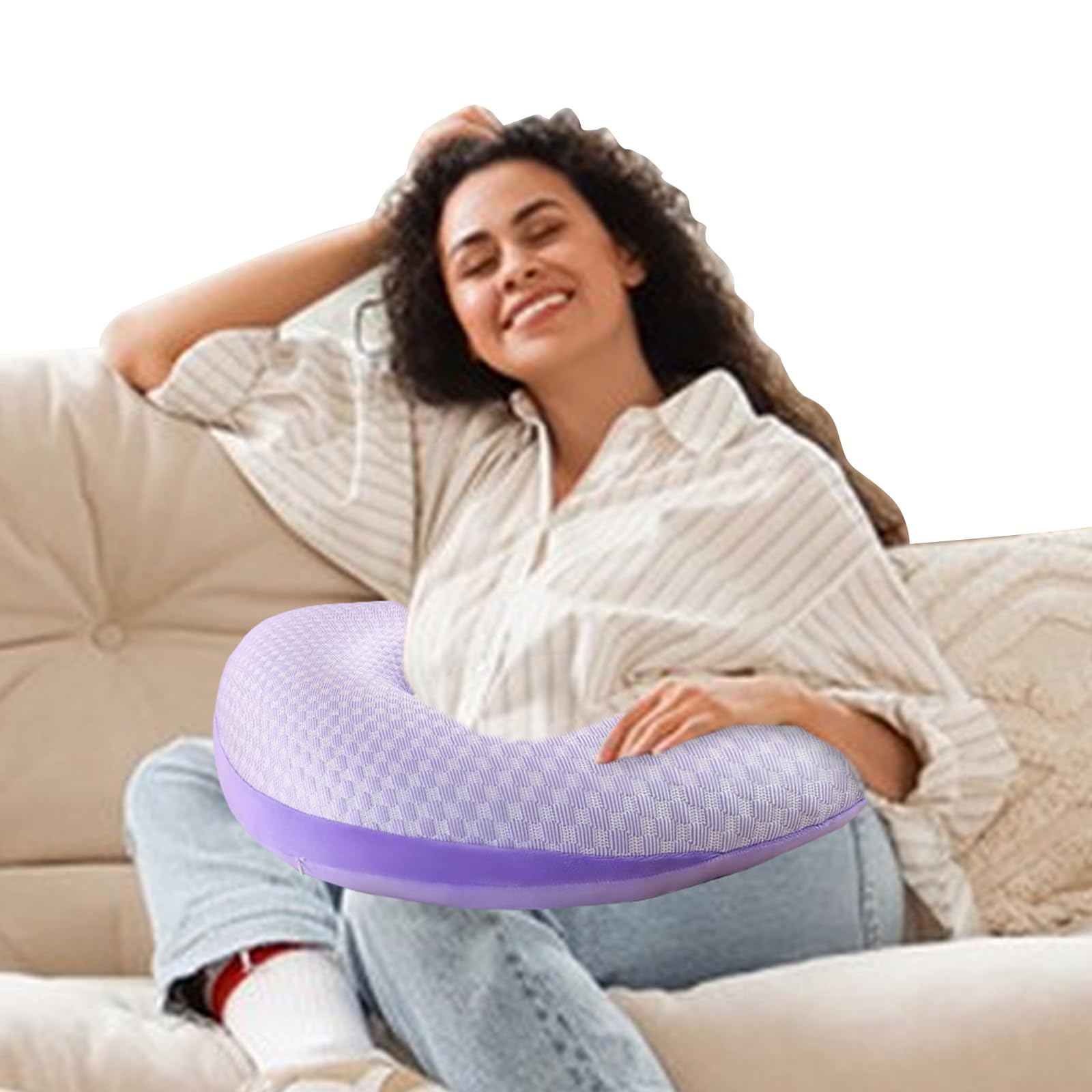 Almohada de Cuello de Espuma viscoelástica con Memoria y Efecto frío, cojin en Forma de U para Viajes con Tela de Puntos de Hielo, Soporte Suave para cervicales para avión, Coche, Oficina y hogar