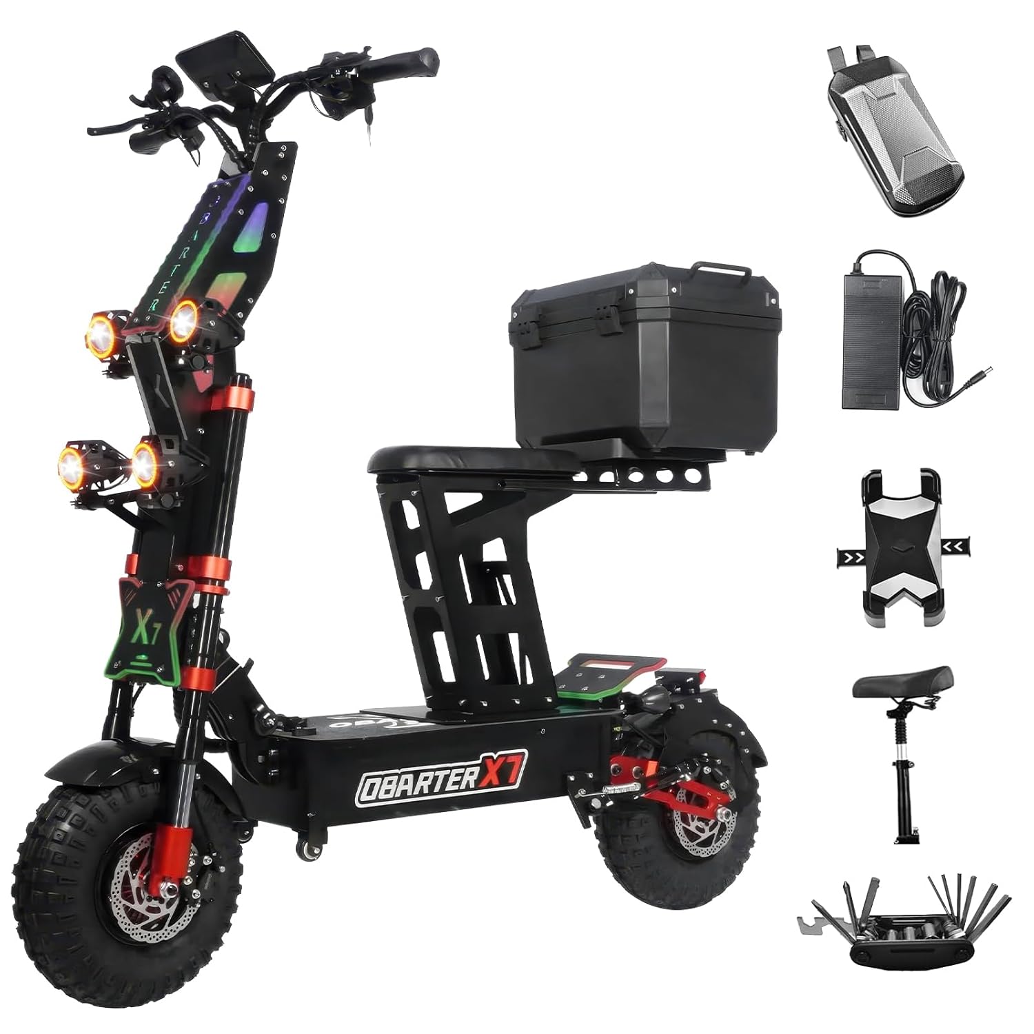 Electric Scooter 8000W Dual Motor for Adults High-Speed 56mph 90-Mile Range 14 All-Terrain Tires 60V 40Ah Battery and