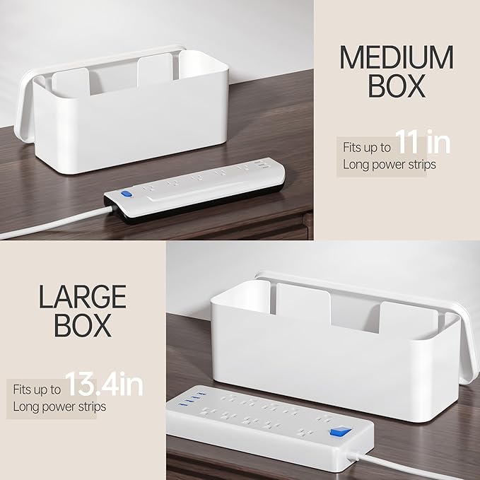 Caja organizadora para cables Yecaye 2 piezas blanca miniatura 6