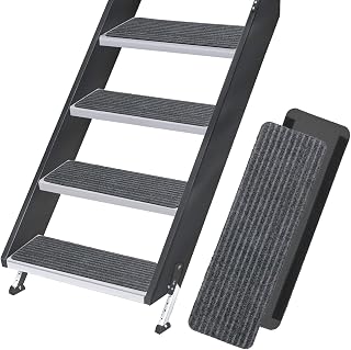 RUNROLE RV Step Covers 4 Pack Carpet Rugs for Camper Stairs, 24 x 7.5 in