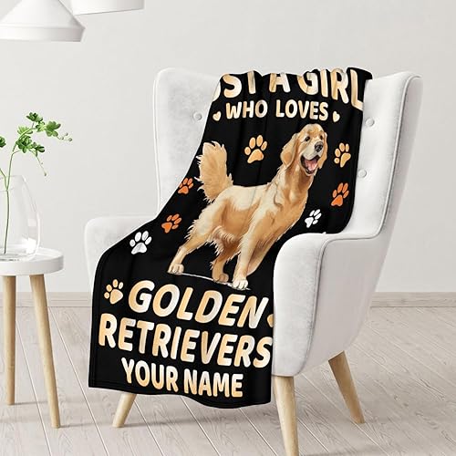Miniatura 8 de Manta de Golden Retriever personalizada con nombre, 40 x 30 pulgadas, bonita manta para niños, niñas, niños, mantas suaves y peludas amarillas para