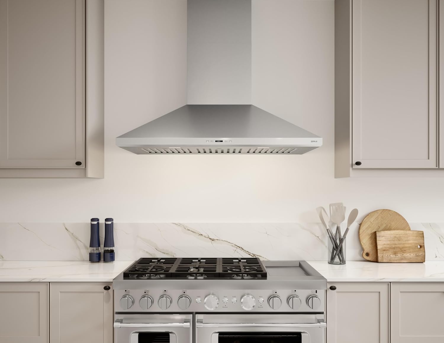Zephyr ZSP-E42D Siena Pro 350-1200 CFM 42 Inch Wide Wall Mounted Range Hood - Stainless Steel