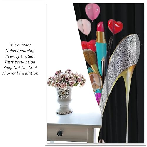 Miniatura 5 de Cortinas de tacón alto con diamantes de moda, maquillaje Hello Gorgeous Lipstick Bling Fashion Shoes Sexy Girls Fancy Beautiful Lady Cortinas opacas