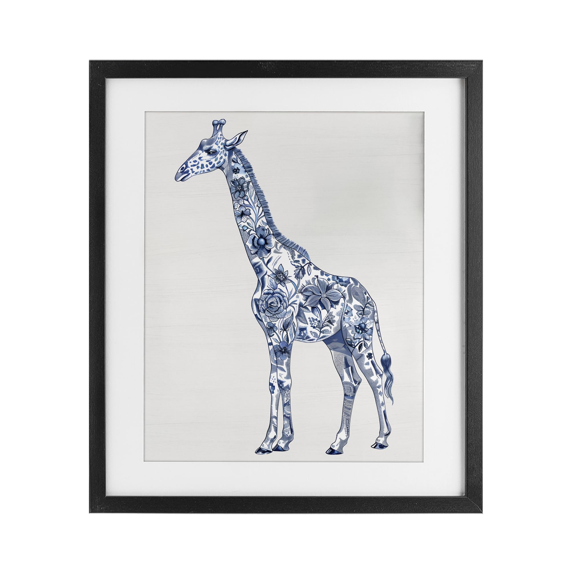 Affiche encadrée vintage girafe noire Stupell sous verre, finition toile premium
