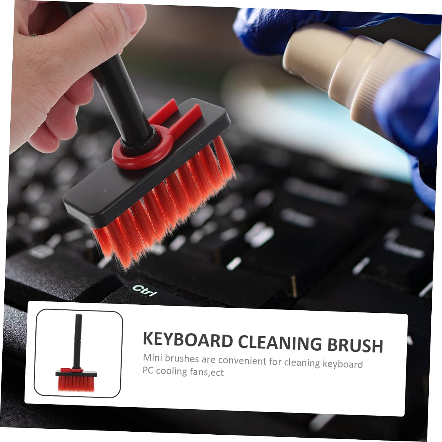 Portable Keyboard Cleaning Brush Static Dust Removal Tool for and Electronics Compact Design for Easy Storage and Travel Plastic Black Red
