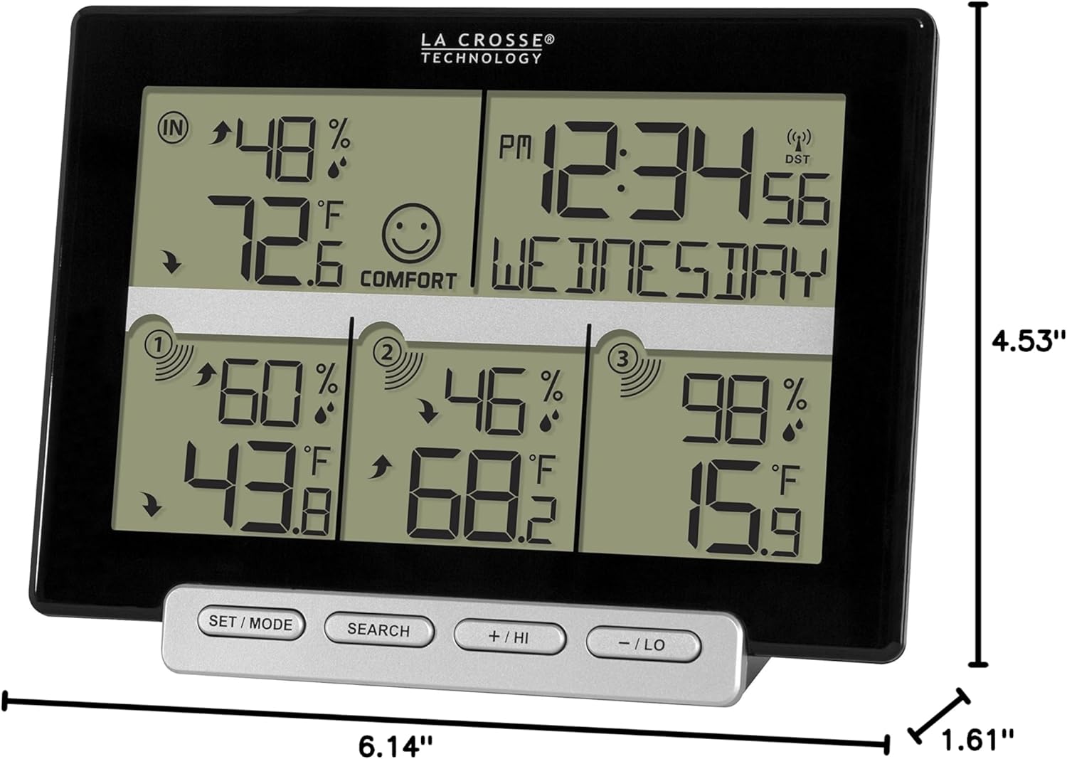 La Crosse Technology 308-1412-3TX-INT Wireless Weather Station (Including 3 Sensors) , Black