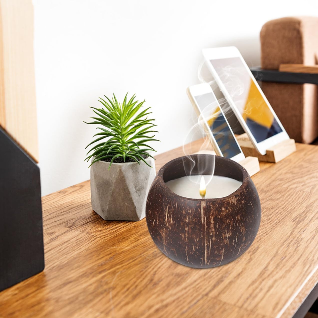 2pcs Coconut Shell Candle Bowls Candle Holders Storage Containers Quality Decor