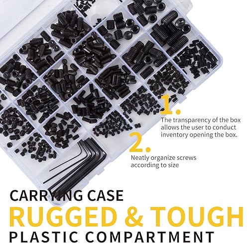 Miniatura 4 de TOTFSTNR Juego de 666 tornillos de punta de copa hexagonales internos juego de 22 tamaños M234568 para manijas de puerta grifo lámpara de luz acero