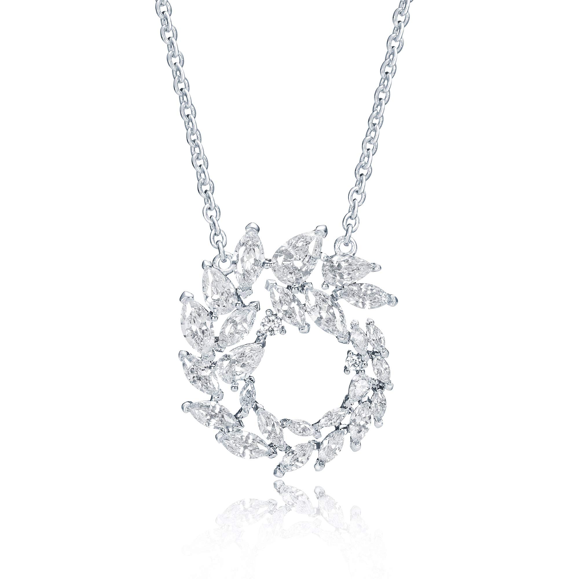 MYJS Louison Spiral Necklace with CZ Rhodium Plated