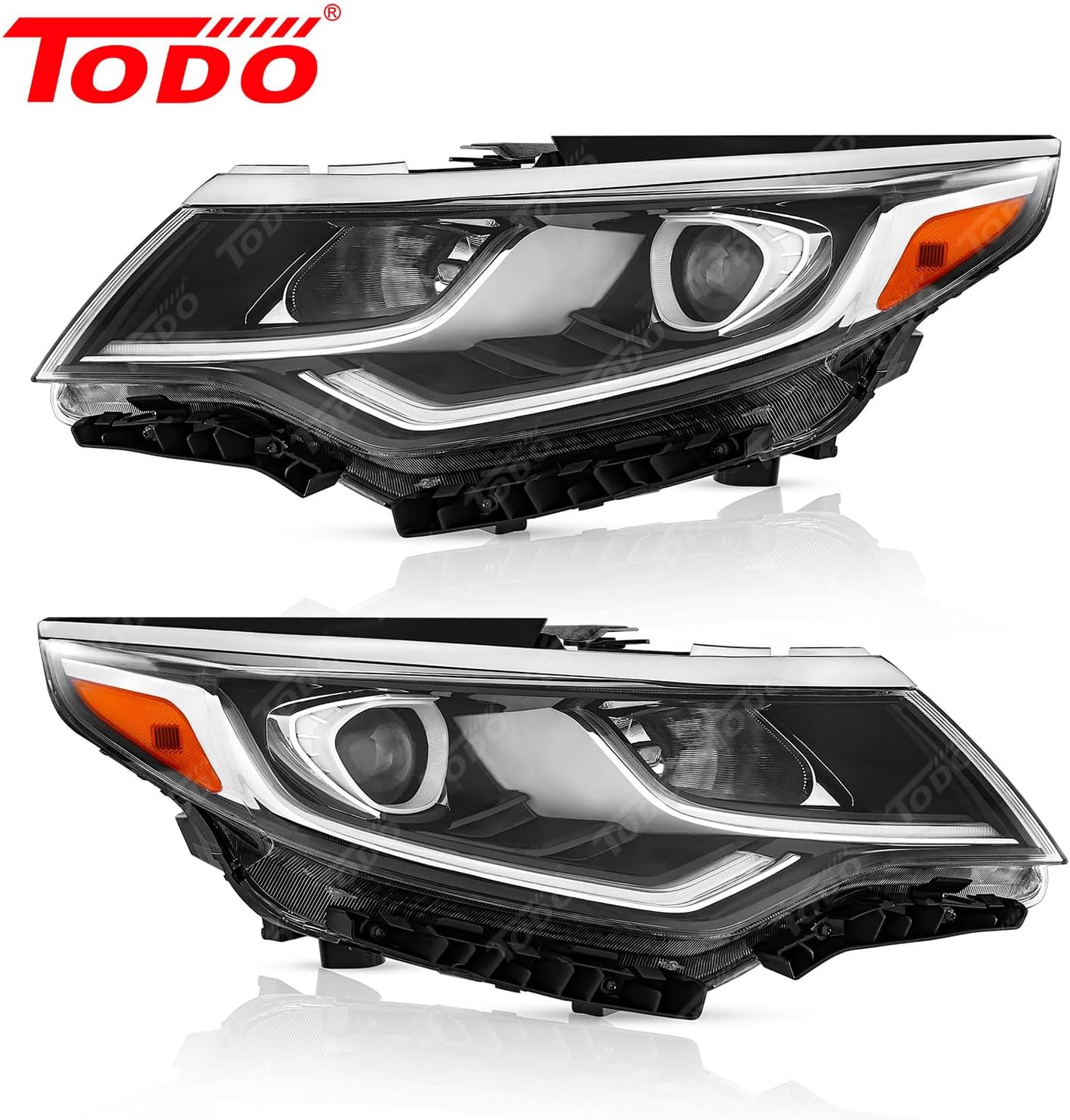 TODO Headlights Assembly Compatible with 2019 2020 KIA Optima, Headlamps Assembly with Halogen Bulbs & LED Daytime Running Lamp Passenger & Driver Side