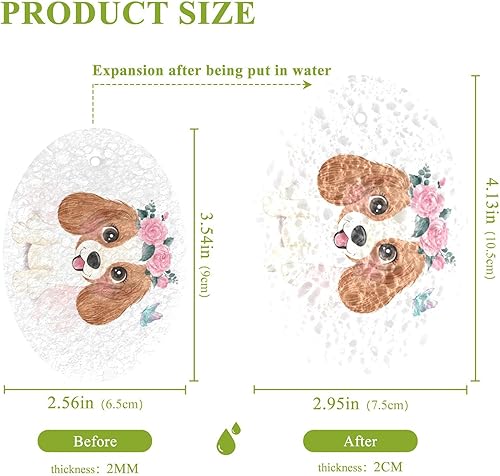 Miniatura 2 de susiyo Cute Little Charles Dog - Esponjas comprimidas con corona de flores florales, paquete de 3 esponjas para lavar platos
