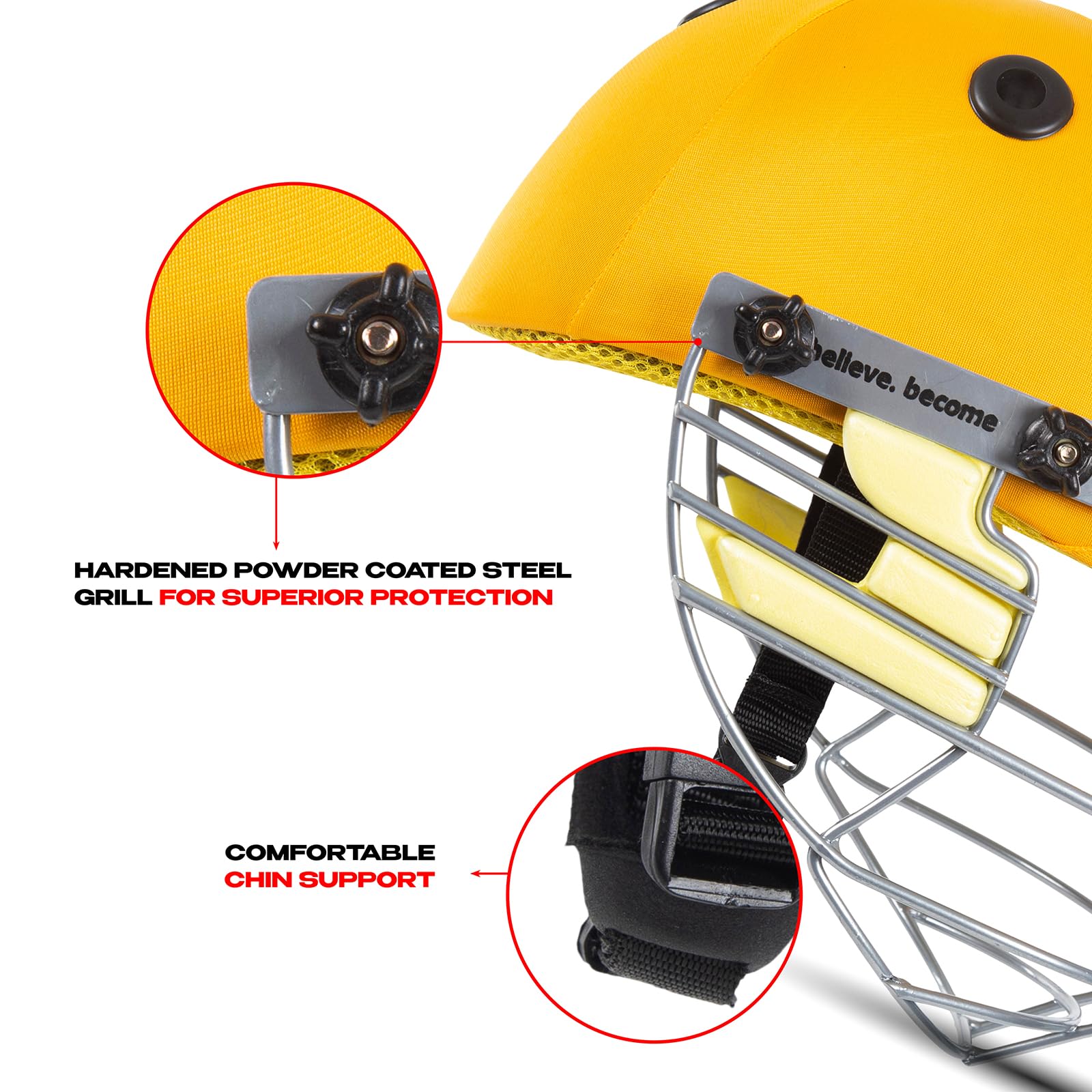 SG Blazetech Cricket Helmet - Yellow Large -5
